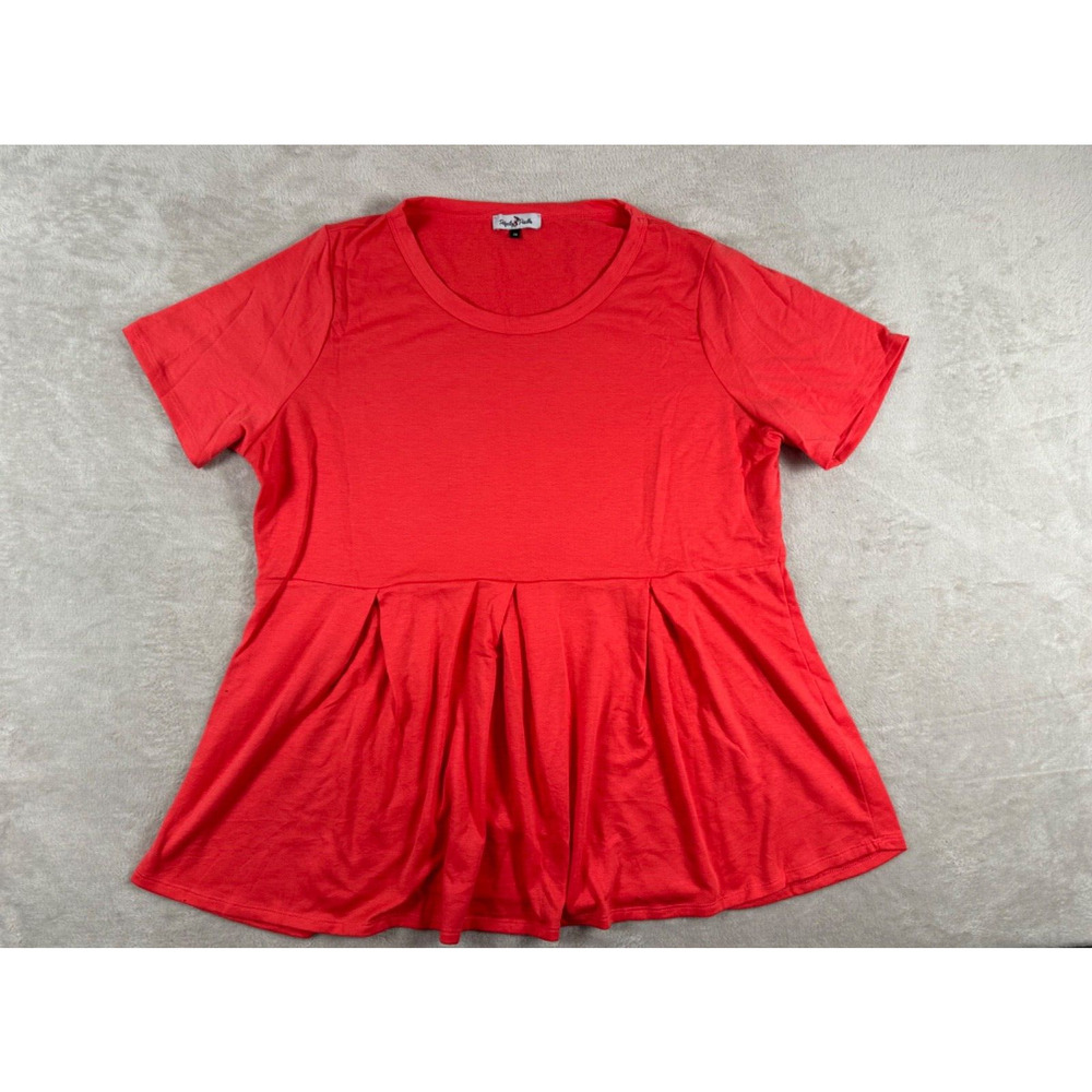 Perfectly Priscilla Womens Red Short Sleeve Blouse Size 3X